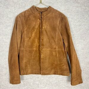 Vintage Women's Q.U.E.Brown Suede Jacket - Size XL